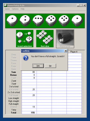 Screenshot of PowerYatzy