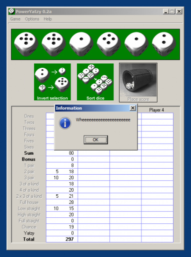 Screenshot of PowerYatzy